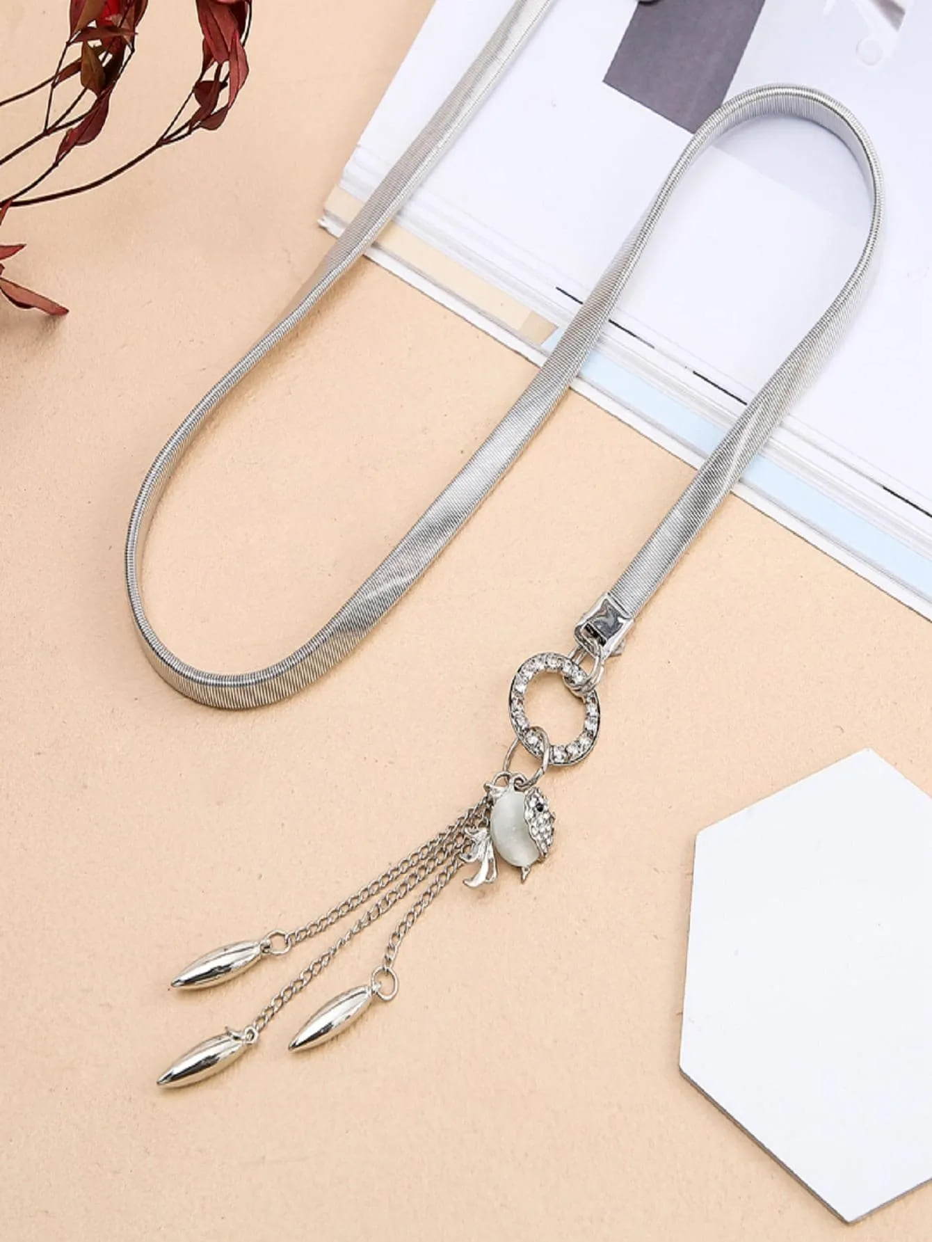 1pc Women Bird & Chain Tassel Decor Fashionable Chain Belt For Dress Decoration