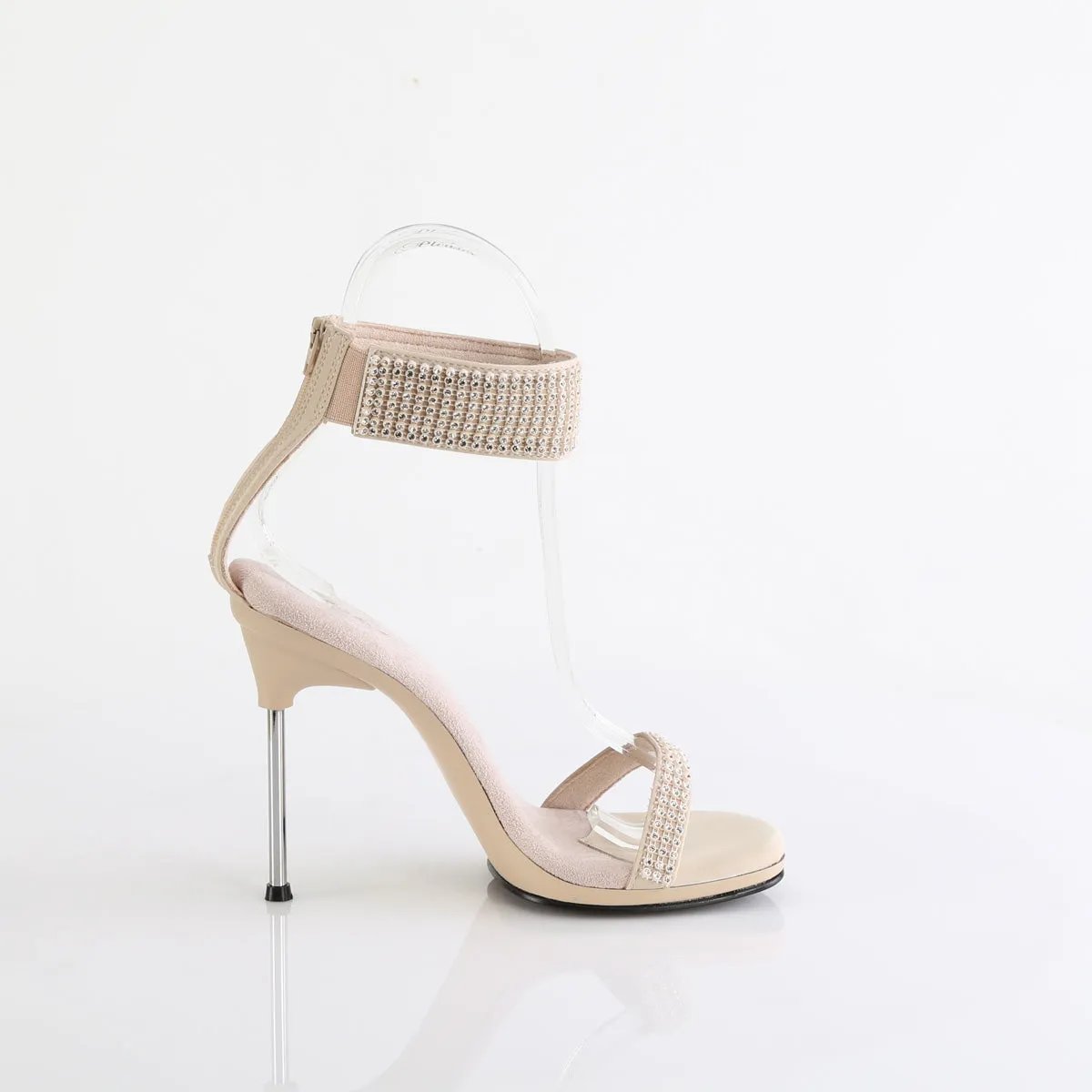 4 Inch Heel CHIC-40 Tan Rhinestone