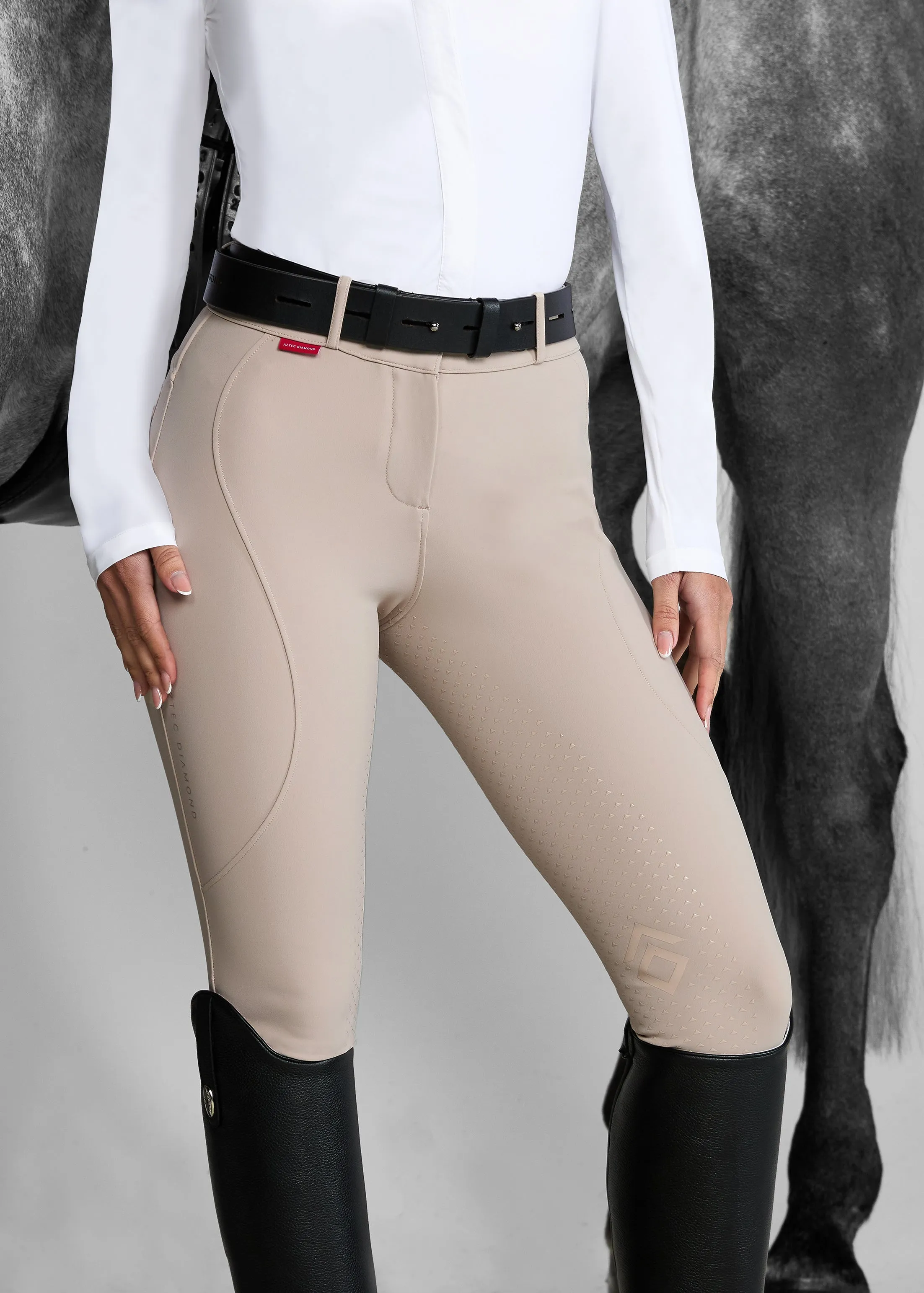 Beige Core Mid-Rise Breeches Full Seat