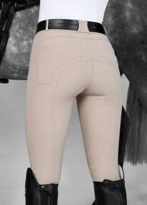 Beige Core Mid-Rise Breeches Full Seat