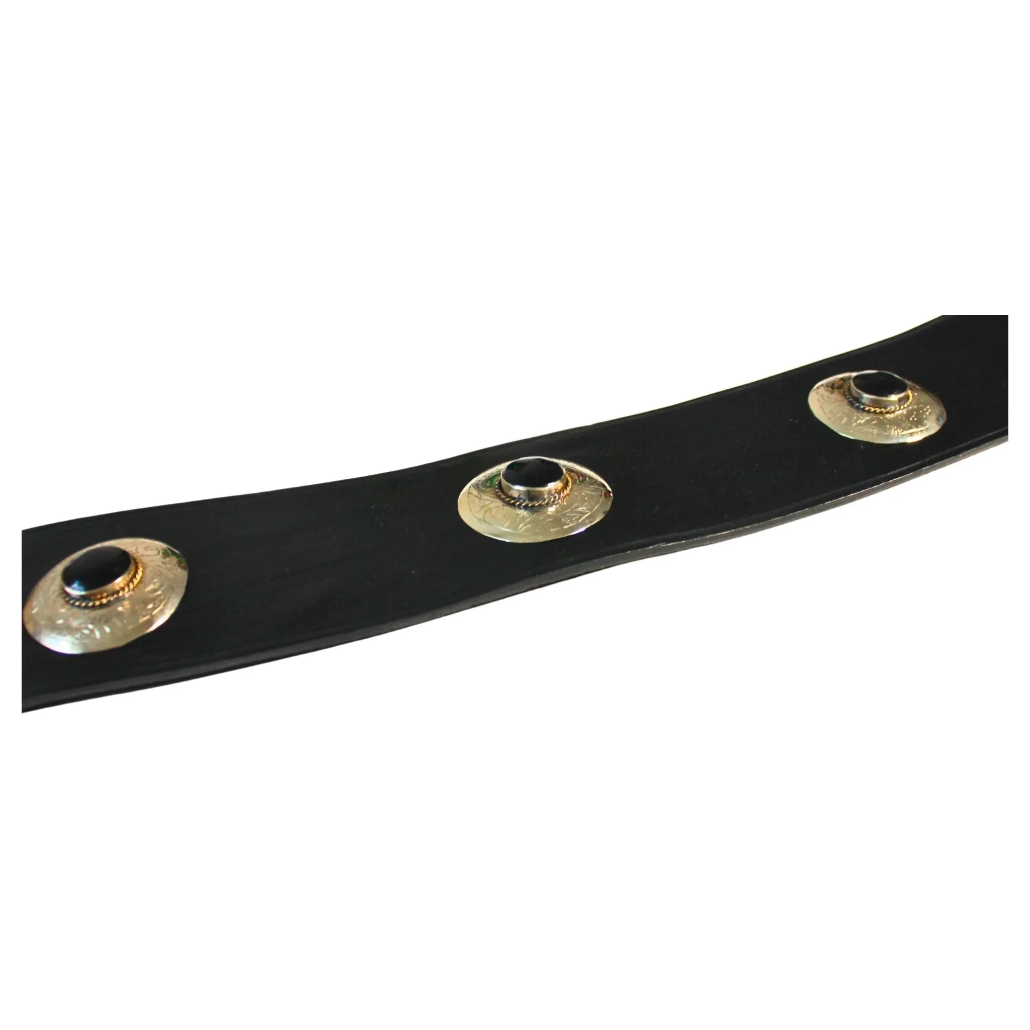 Black Leather Belt with Black Metal Details