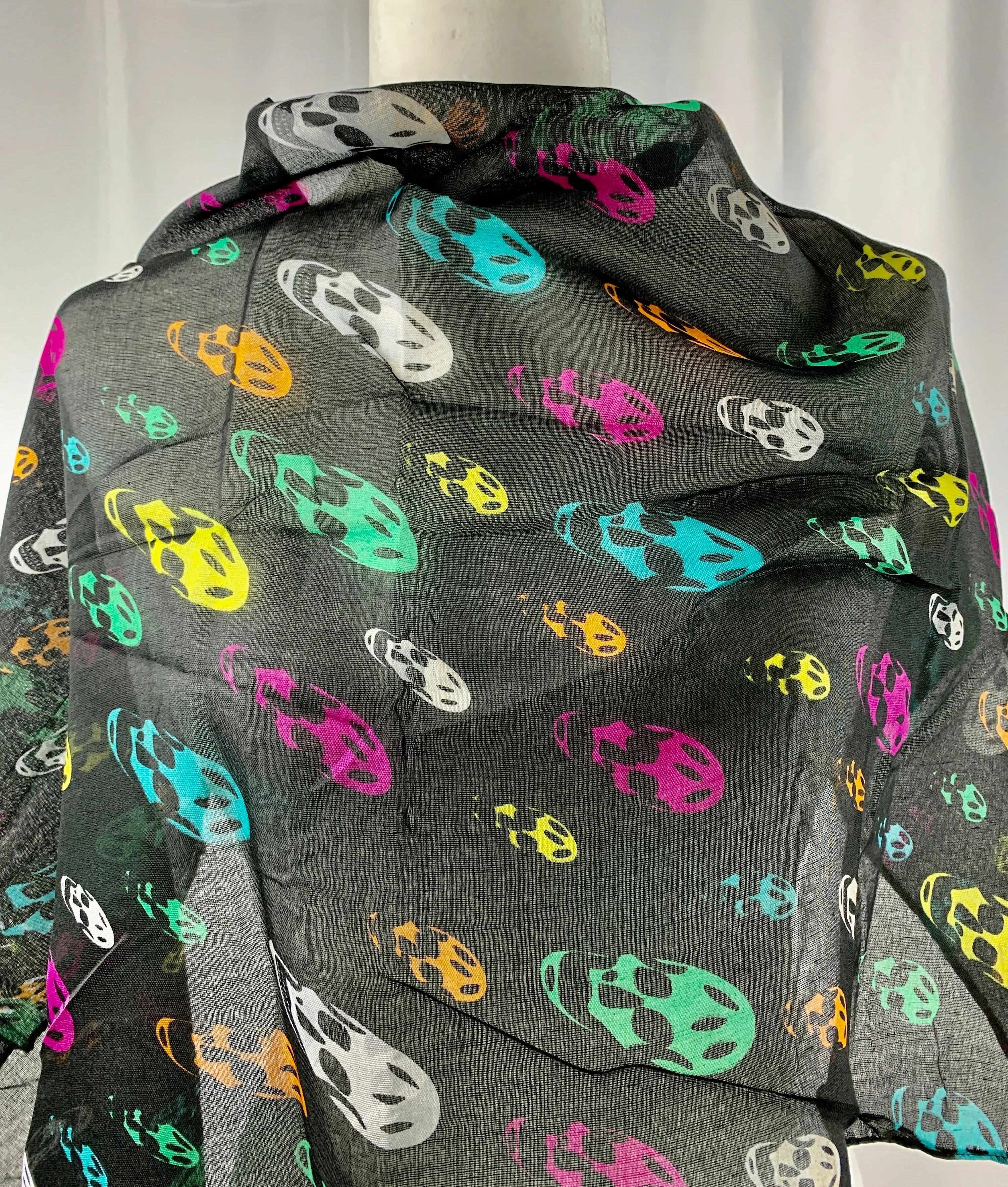 Black Multicolor Skull Neck Scarf