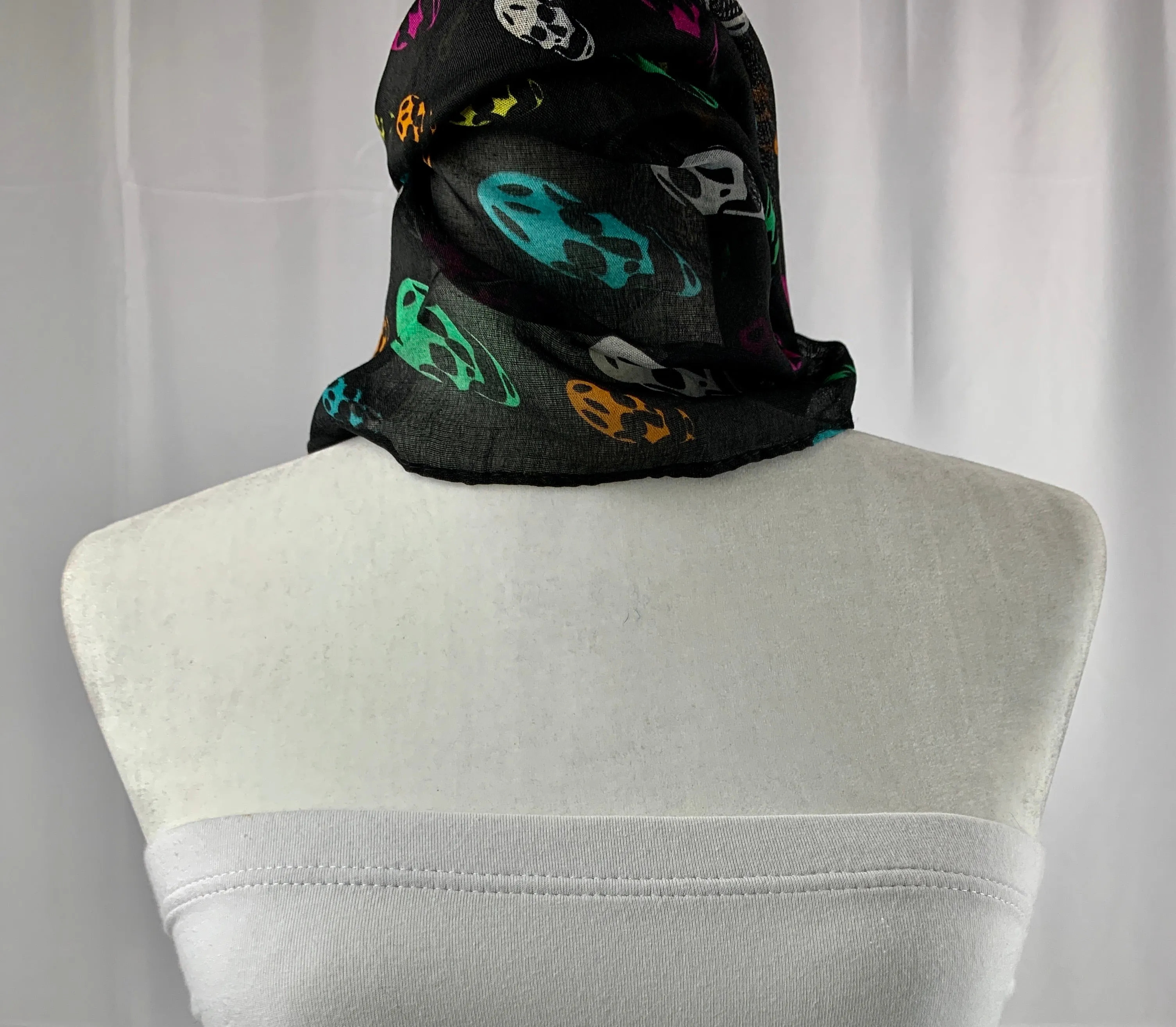 Black Multicolor Skull Neck Scarf