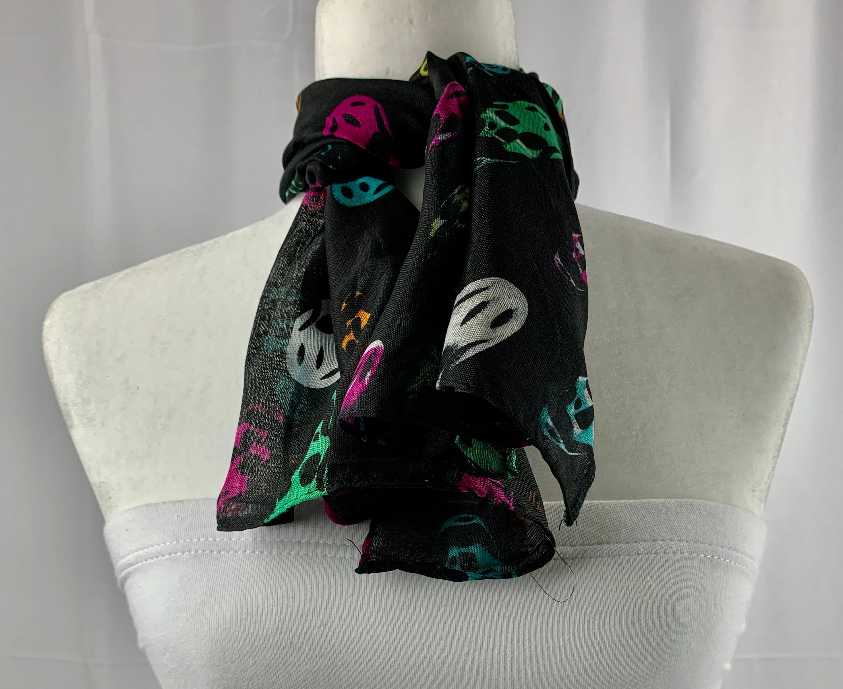 Black Multicolor Skull Neck Scarf