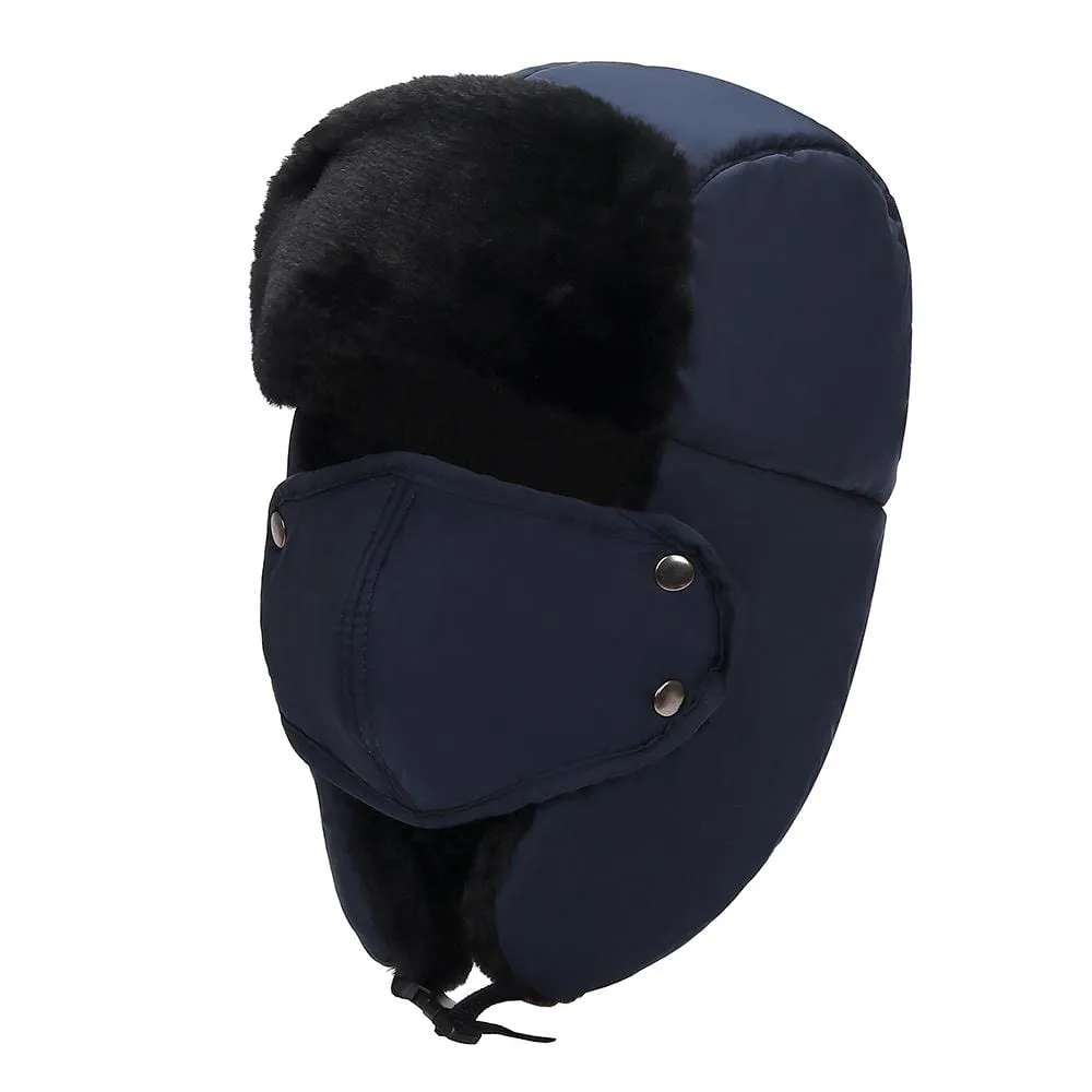 BravemanUnisex Trapper Eskimo Fur-Lined Winter Hunting Hat with Ear Flaps and Removable Mask