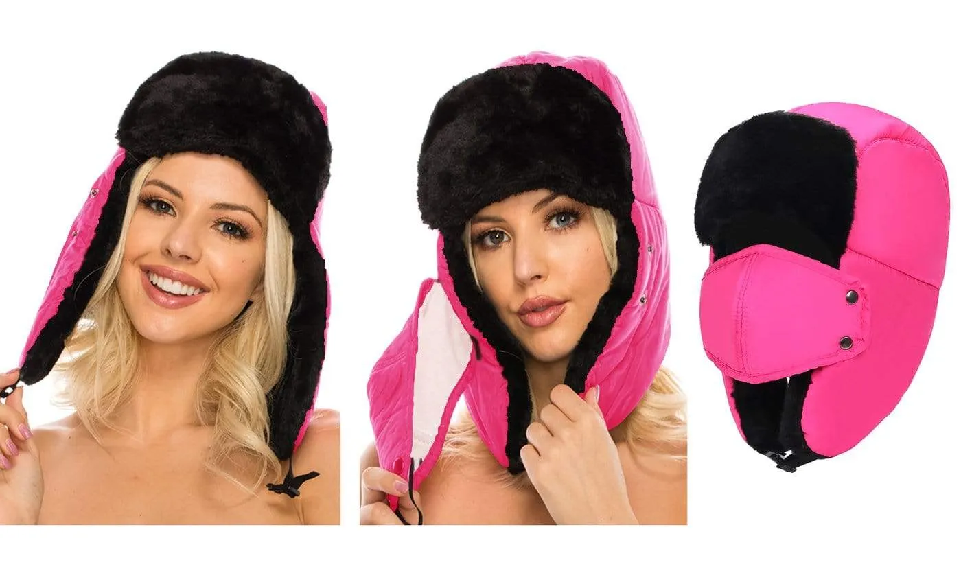 BravemanUnisex Trapper Eskimo Fur-Lined Winter Hunting Hat with Ear Flaps and Removable Mask