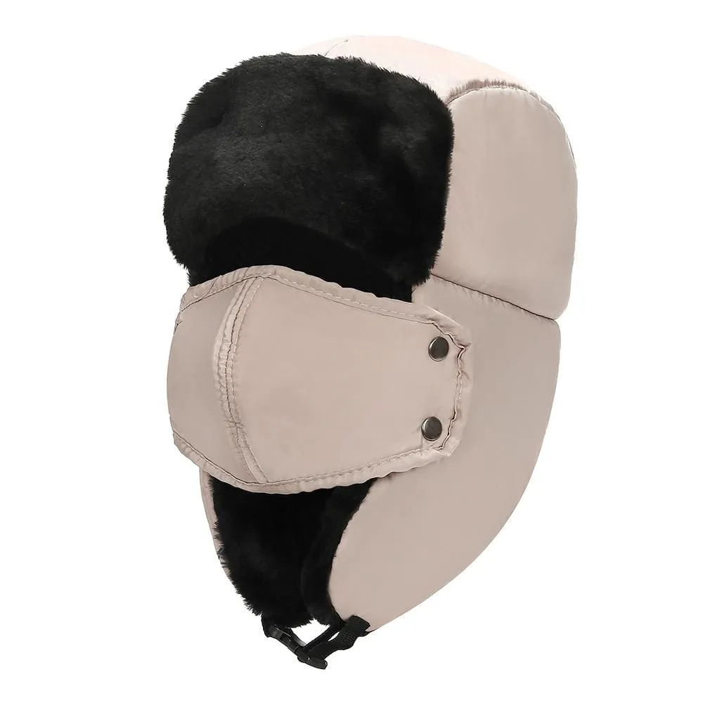 BravemanUnisex Trapper Eskimo Fur-Lined Winter Hunting Hat with Ear Flaps and Removable Mask