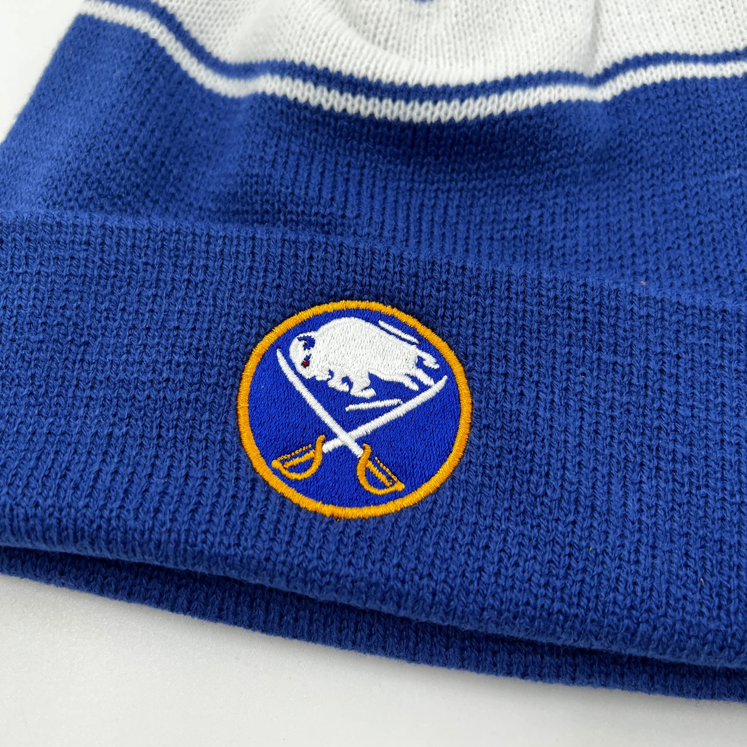 Buffalo Sabres Royal Blue & White Pom Pom Beanie