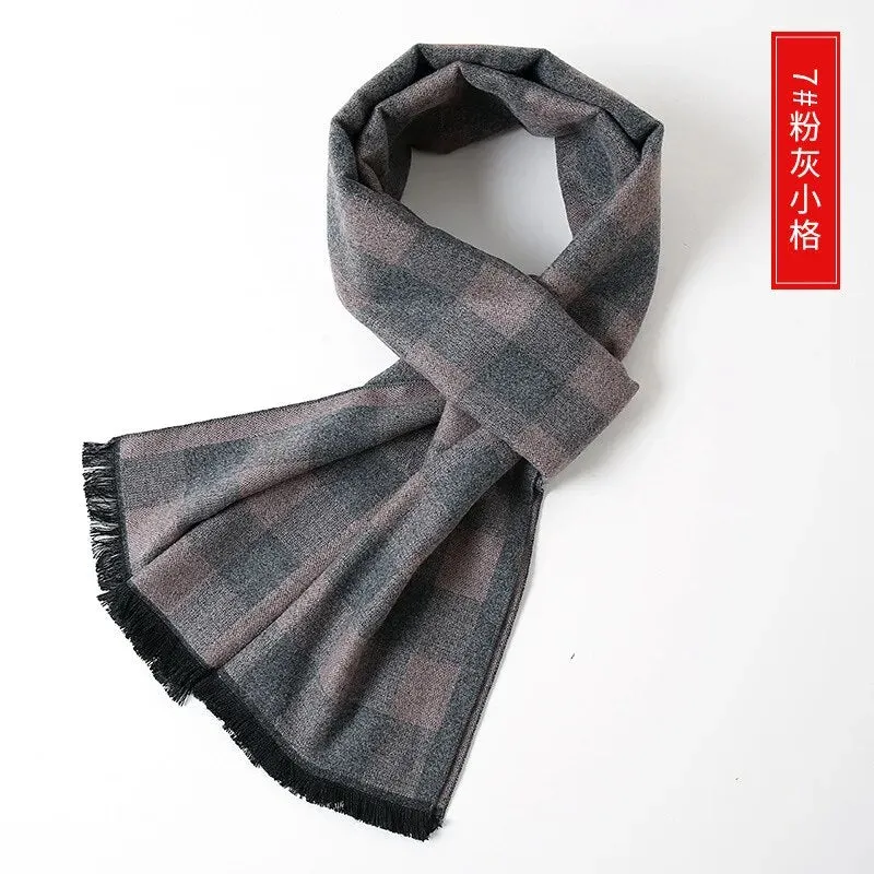 Cashmere Scarf for Men Warm Neck Scarfs Male Business Scarves Long Pashmina Christmas Gifts