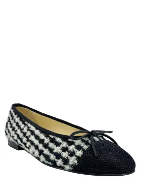 Chanel Tweed CC Logo Cap Toe Ballerina Flats Size 8