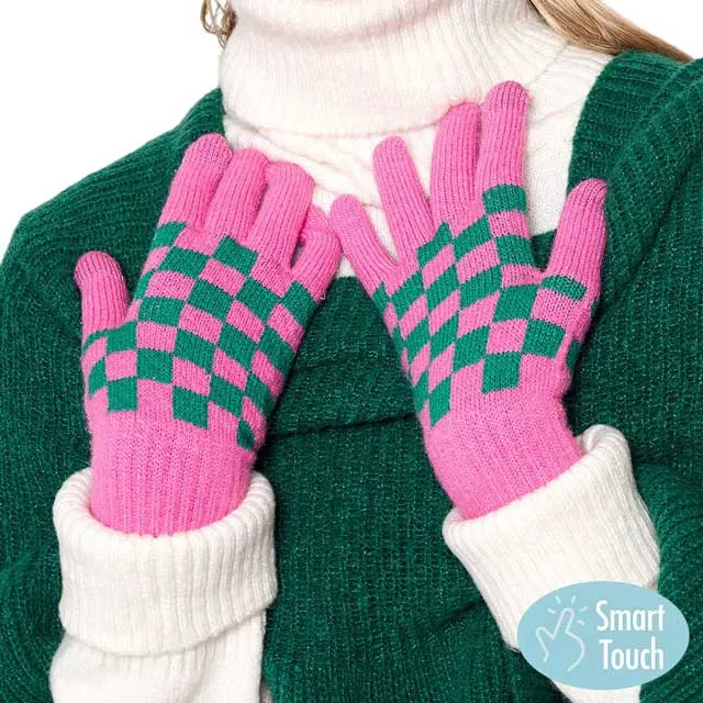 Checkerboard Patterned Smart Touch Gloves