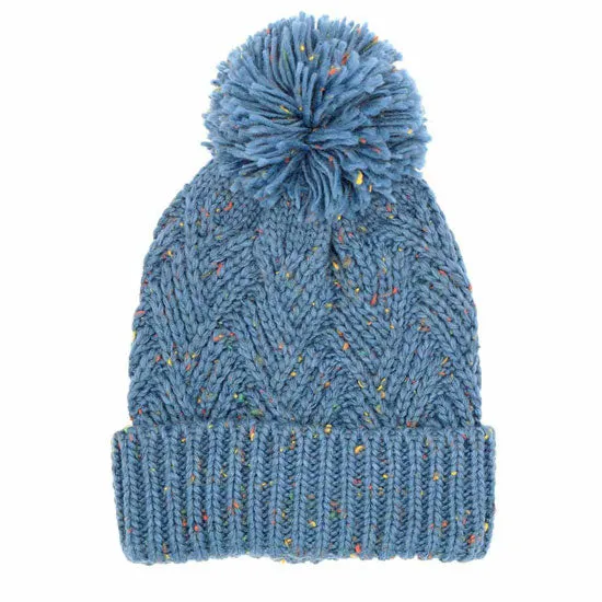 Confetti Diagonal Stripes Pompom Knit Beanie