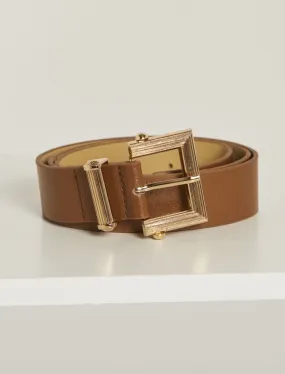 Deco Vegan Leather Belt (Tan)