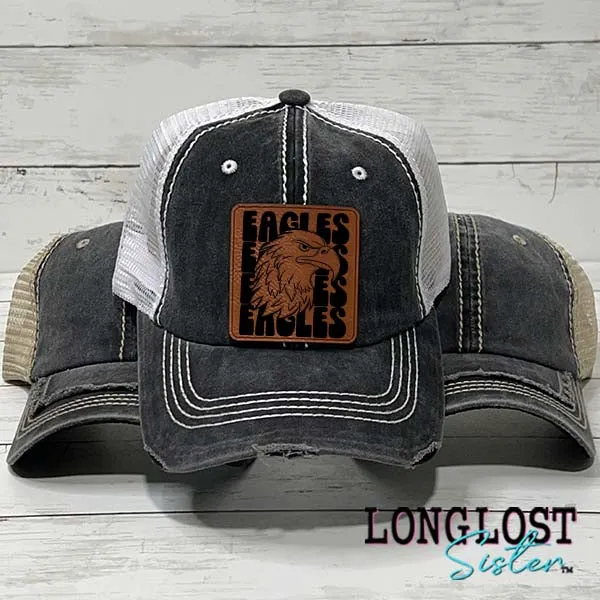 Eagles Stacked Mascot Distressed Ball Cap