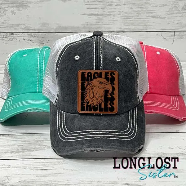 Eagles Stacked Mascot Distressed Ball Cap