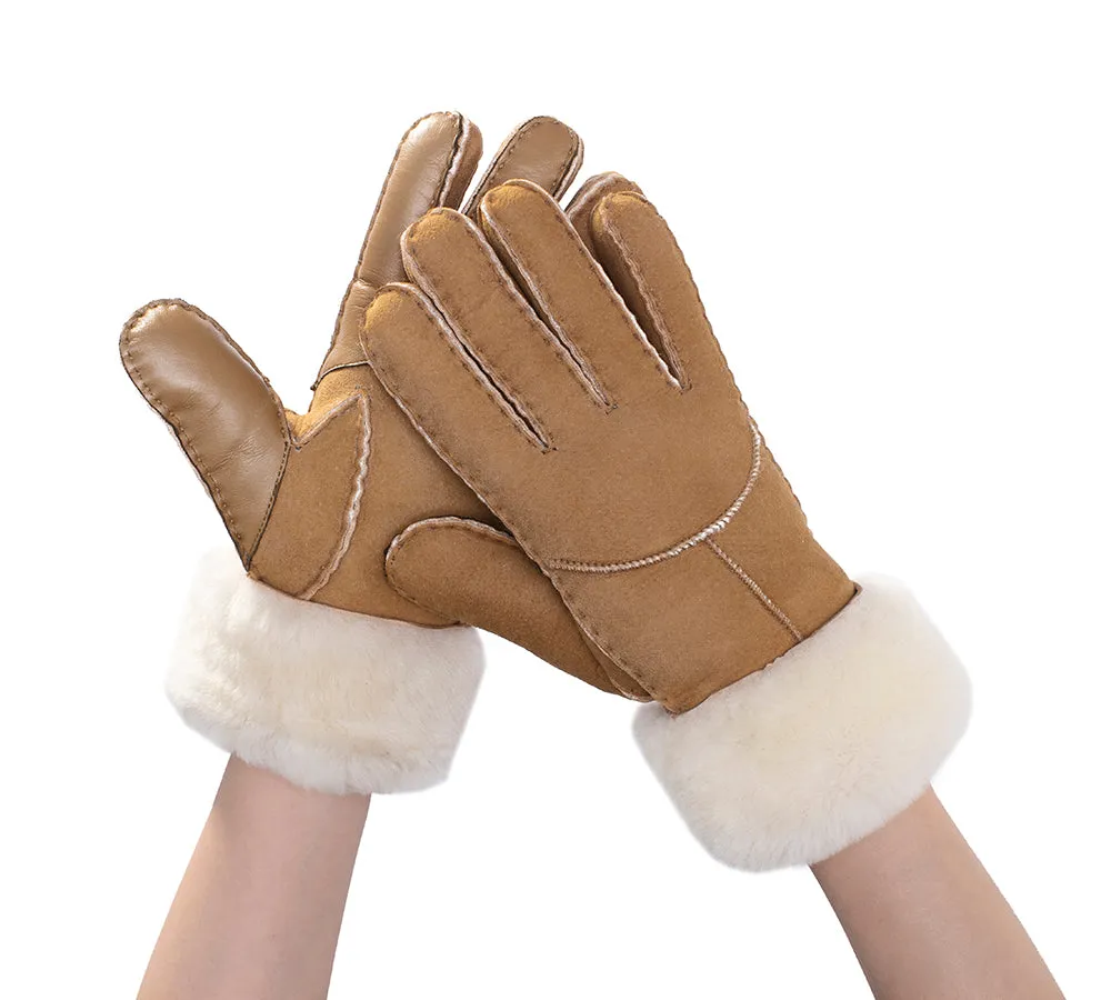 EVERAU Ladies Fluffy Sheepskin Wool Gloves Stacey