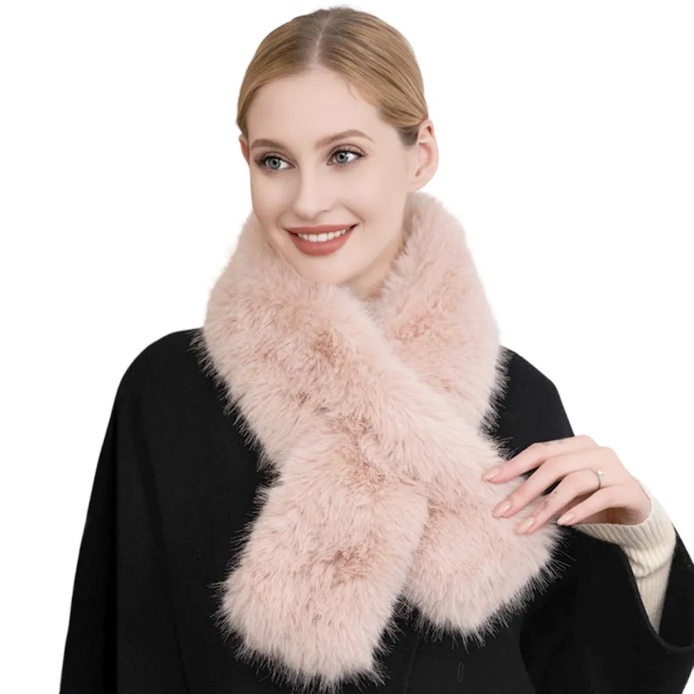 Faux Fur Solid Pull Through Scarf