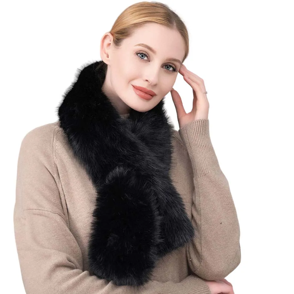 Faux Fur Solid Pull Through Scarf