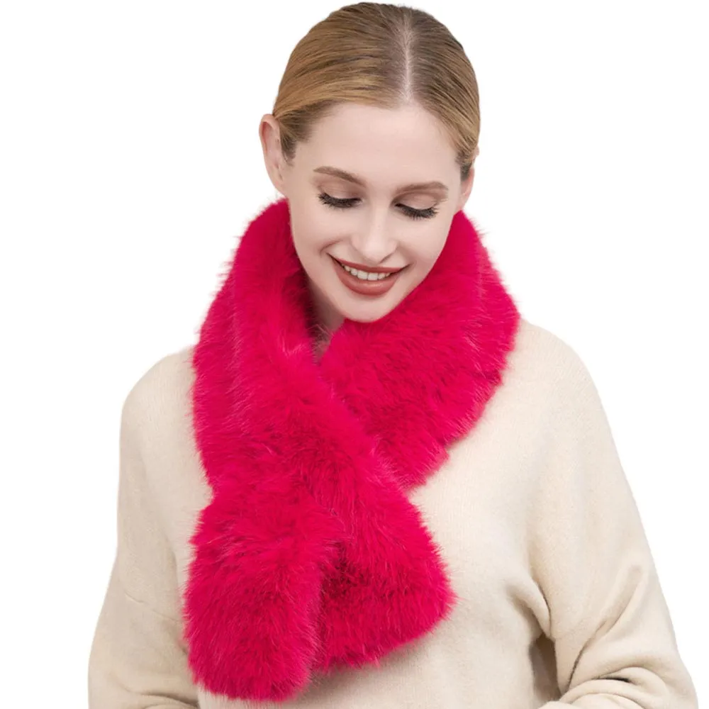 Faux Fur Solid Pull Through Scarf