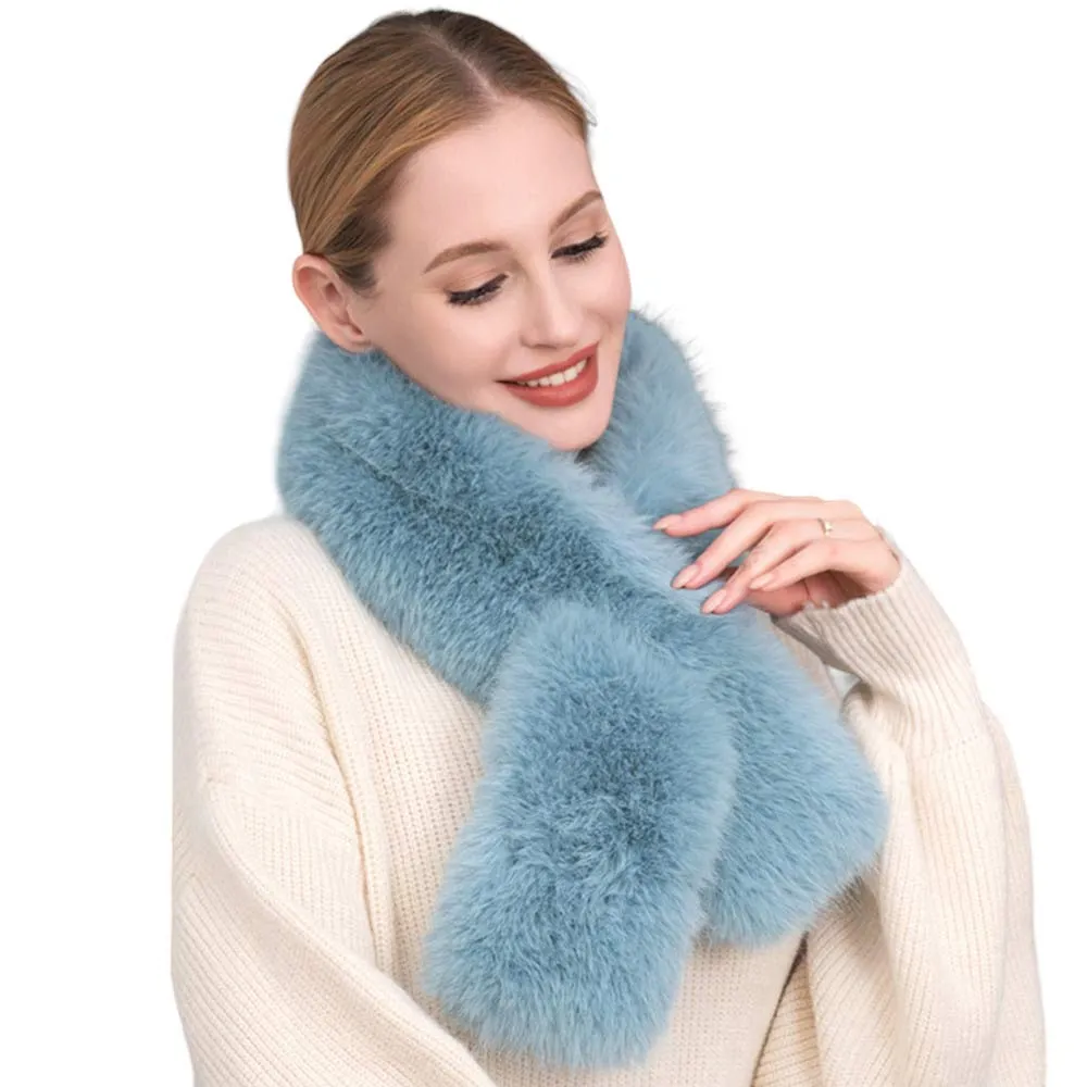 Faux Fur Solid Pull Through Scarf