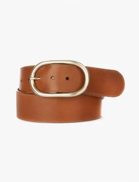 Fia Nappa Belt, Tan/Gold