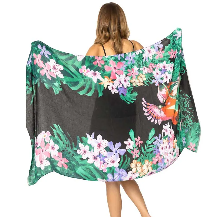 Flower Printed Oblong Scarf