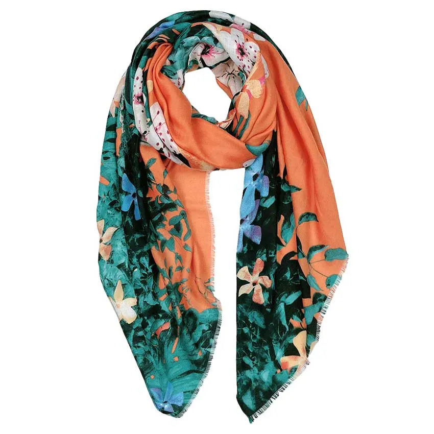 Flower Printed Oblong Scarf