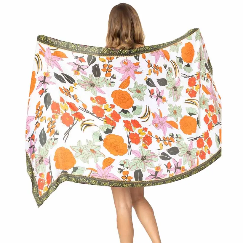 Flower Printed Oblong Scarf