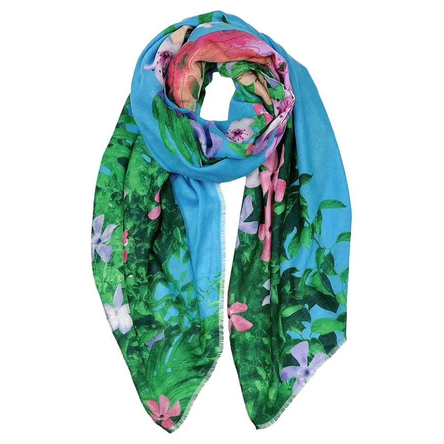 Flower Printed Oblong Scarf