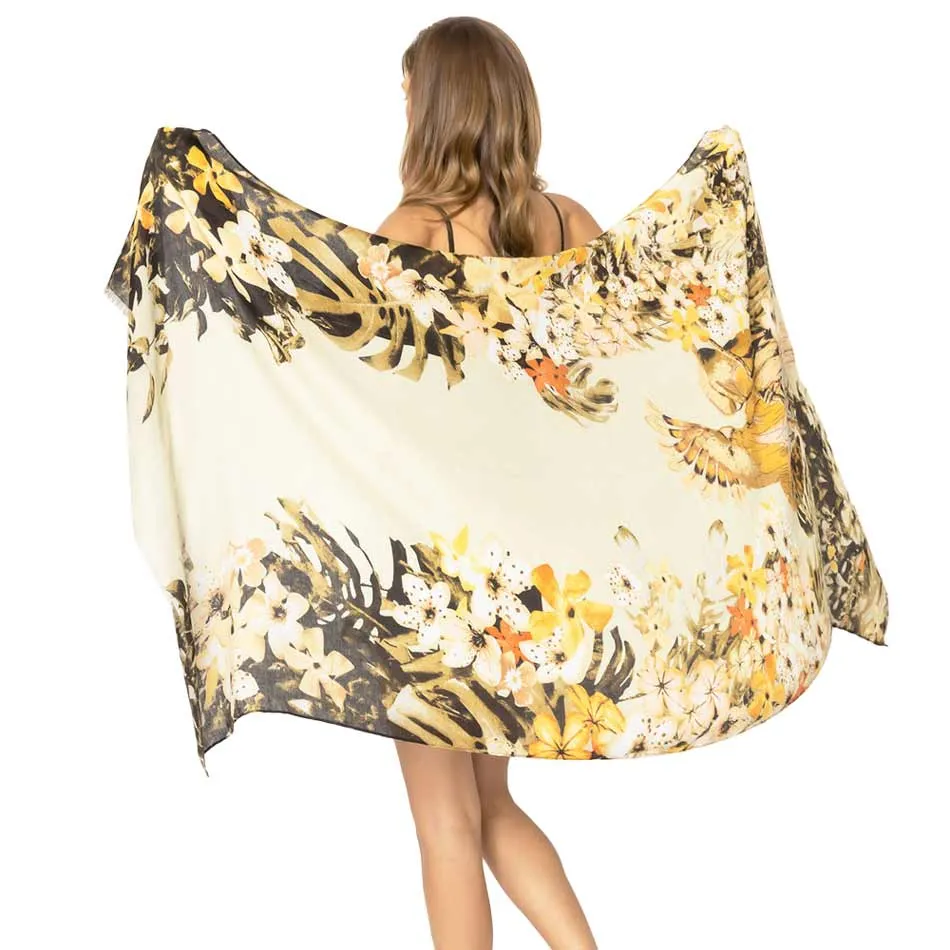 Flower Printed Oblong Scarf