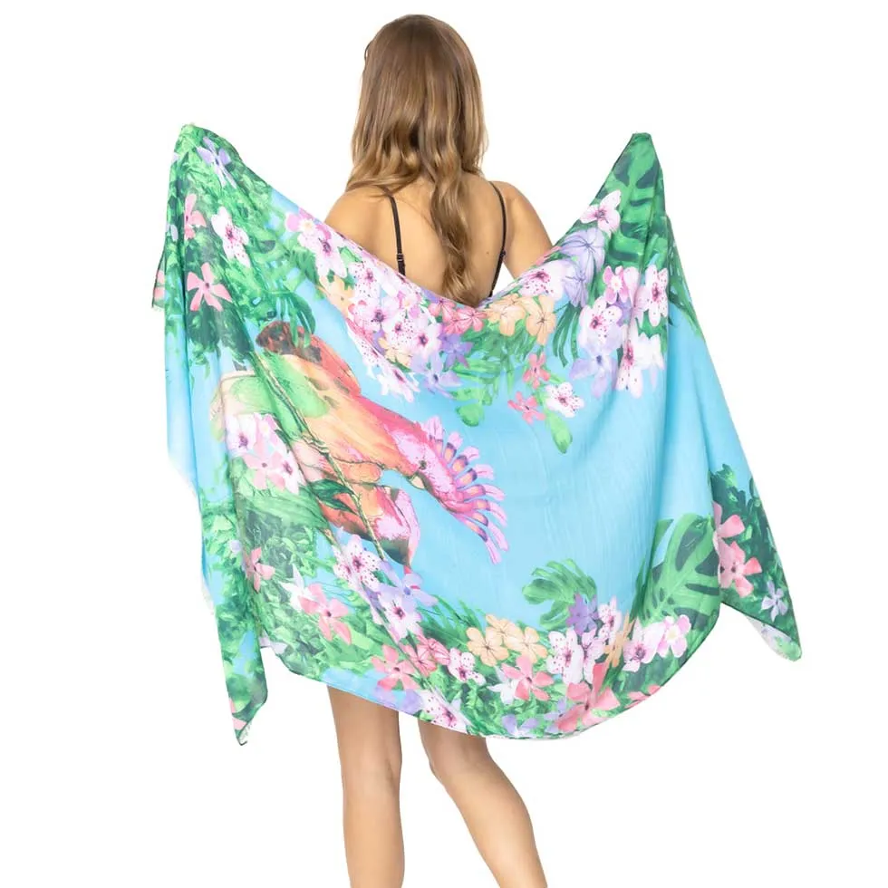 Flower Printed Oblong Scarf