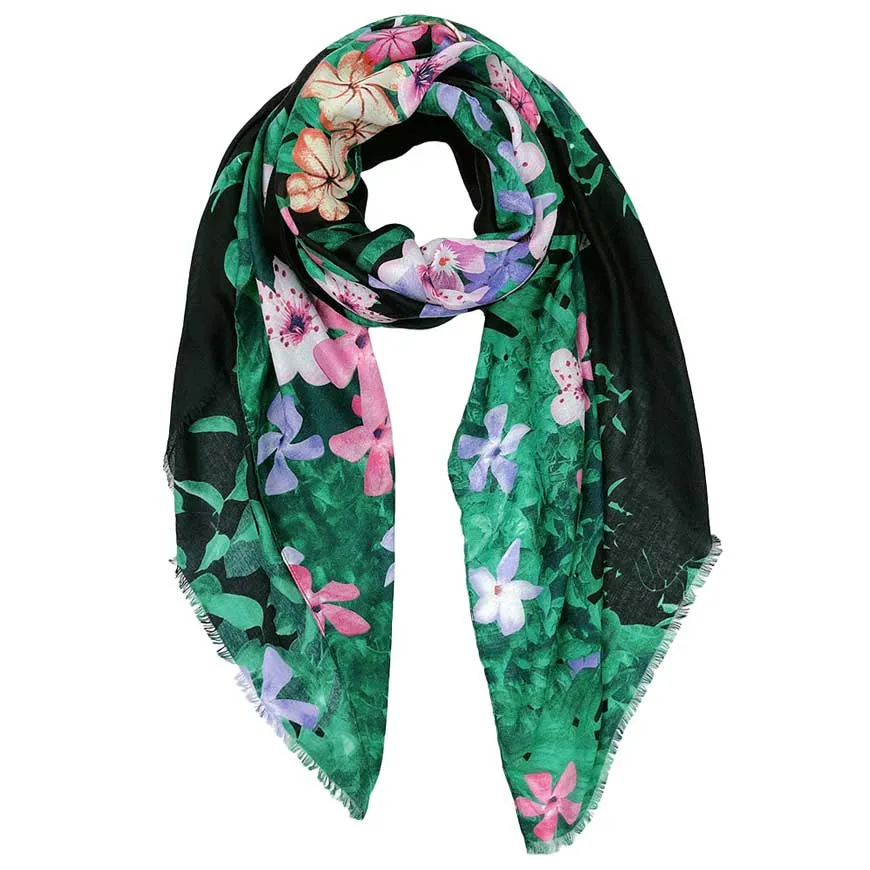 Flower Printed Oblong Scarf