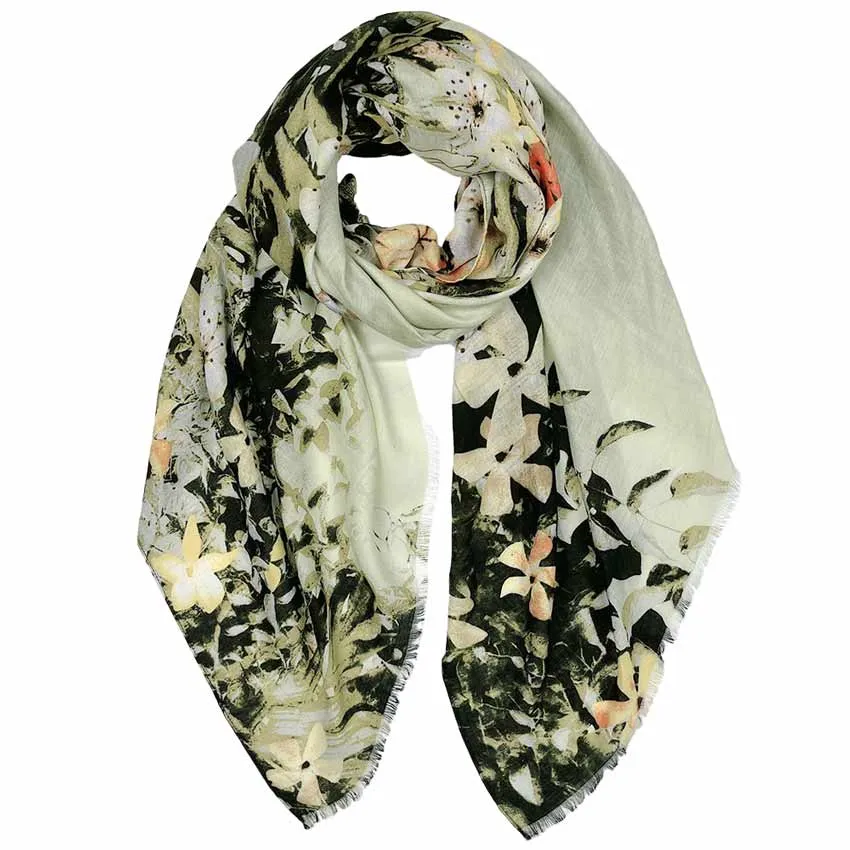 Flower Printed Oblong Scarf