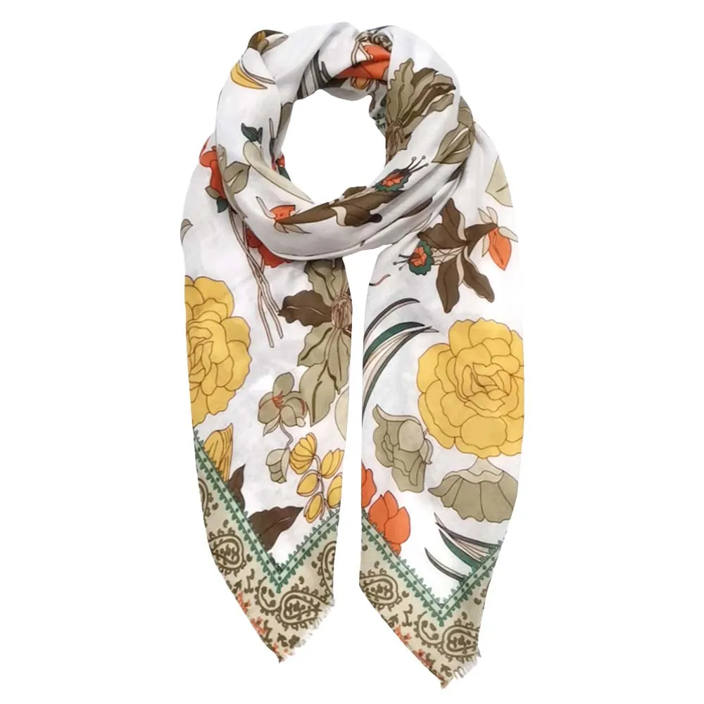 Flower Printed Oblong Scarf