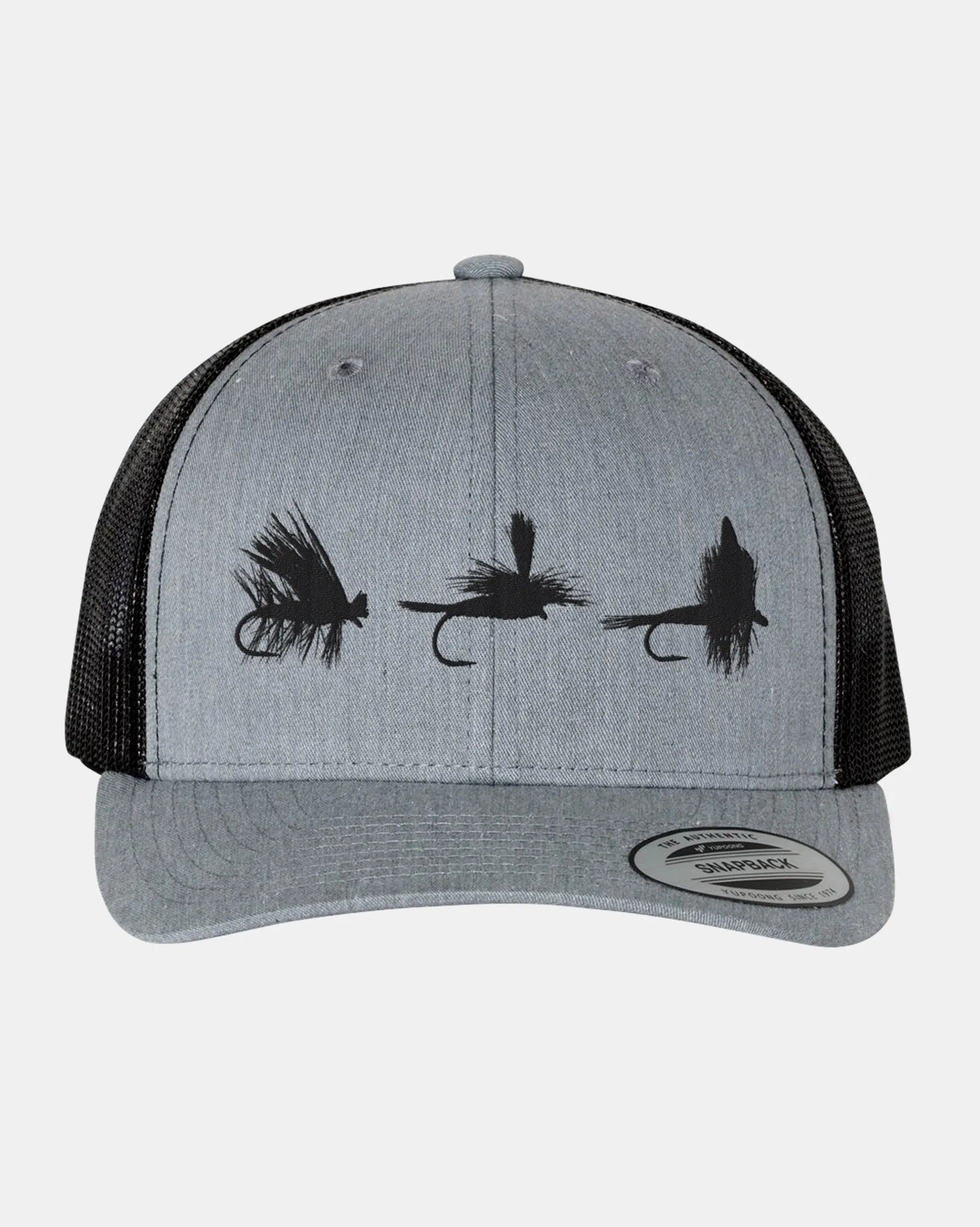 Fly Fishing Flies Heather Grey Trucker Hat