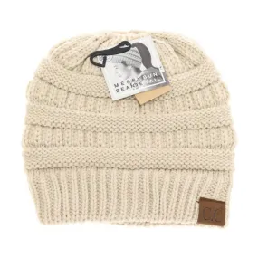 Fuzzy Lined Solid Classic Hat in Beige by C.C. Beanie