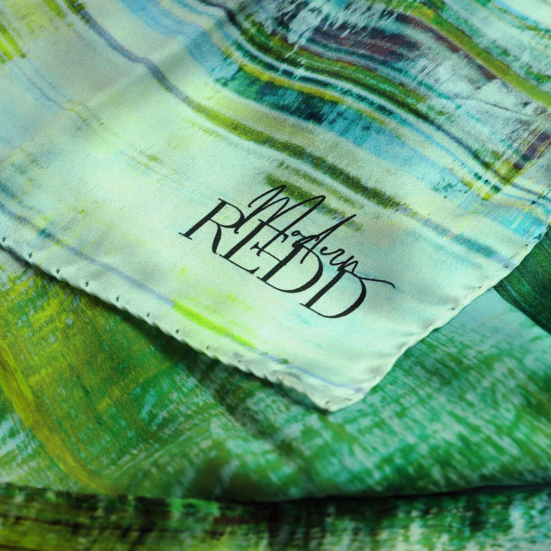 Girlean Modish Redd Blue & Green Abstract Silk Scarf