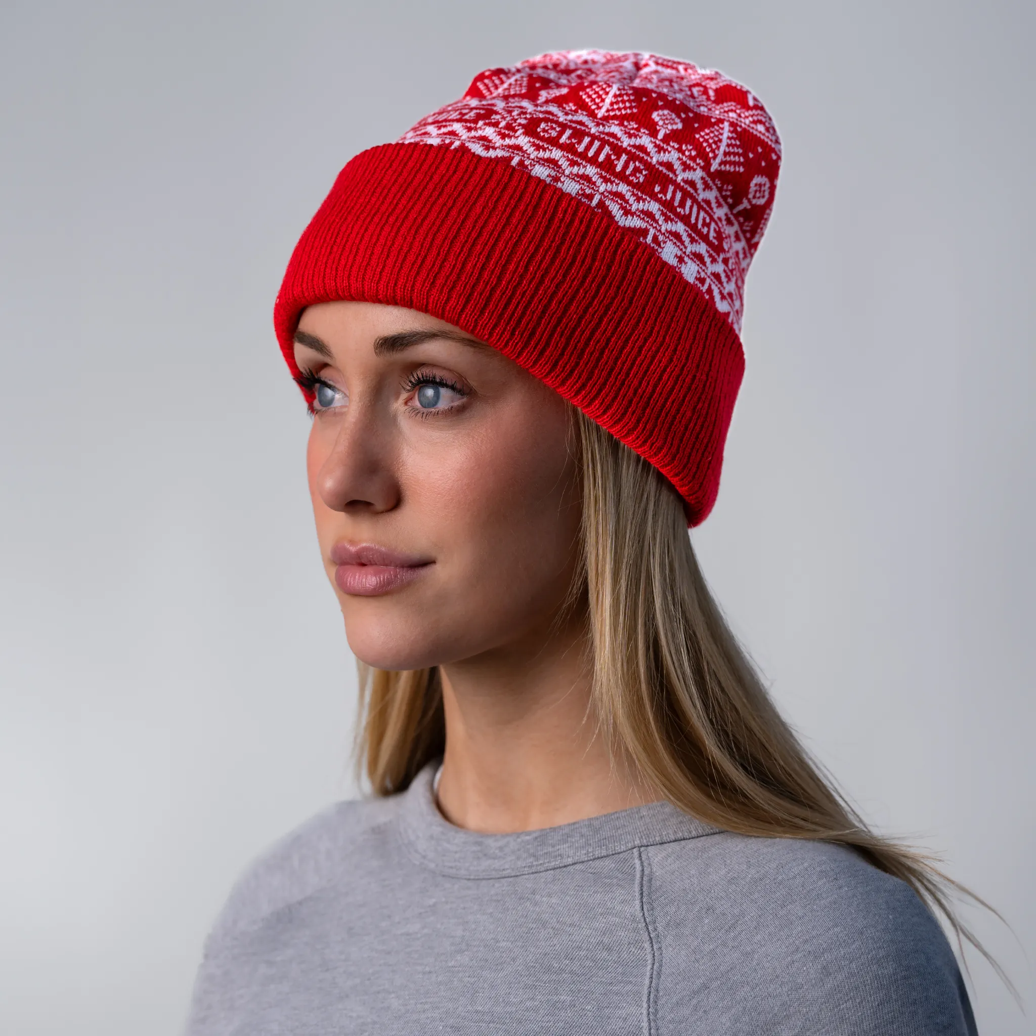 Golf Fore Fairisle Unisex Knit Beanie Red O/S