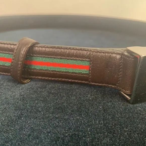 Gucci Men’s Leather Red Green Striped Belt