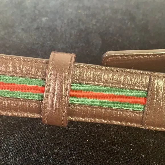 Gucci Men’s Leather Red Green Striped Belt