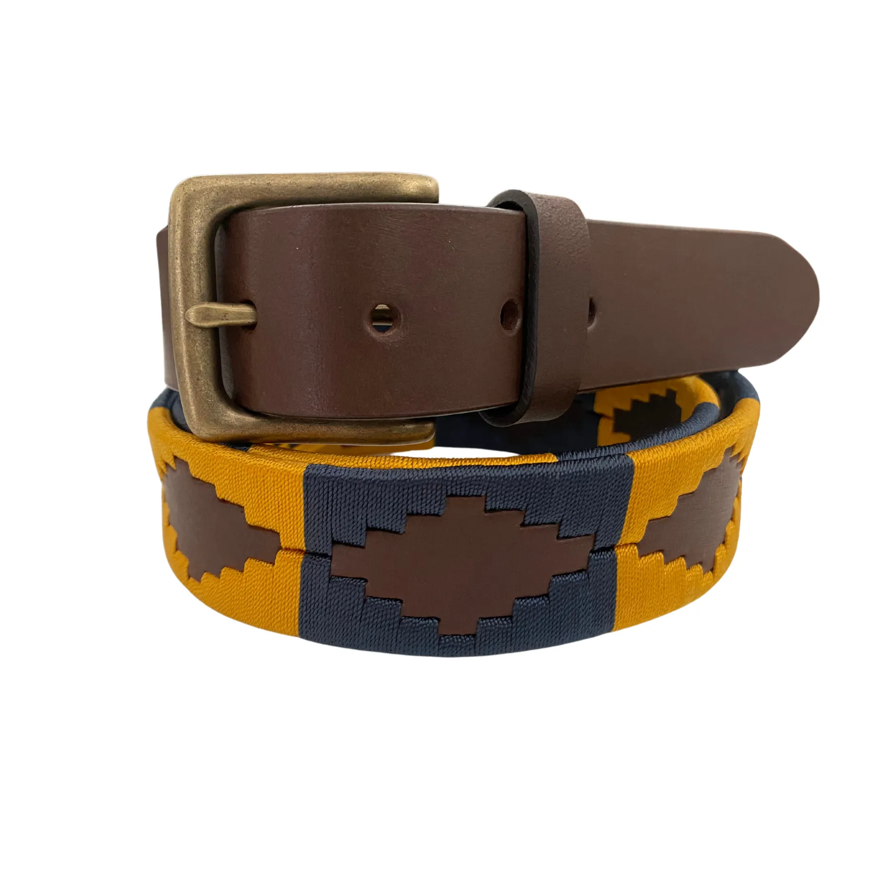 Hazy Blue Men's Leather Brown Polo Belt