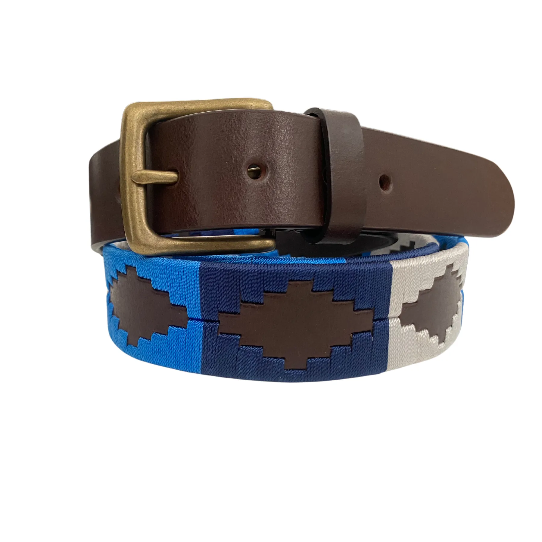 Hazy Blue Men's Leather Brown Polo Belt