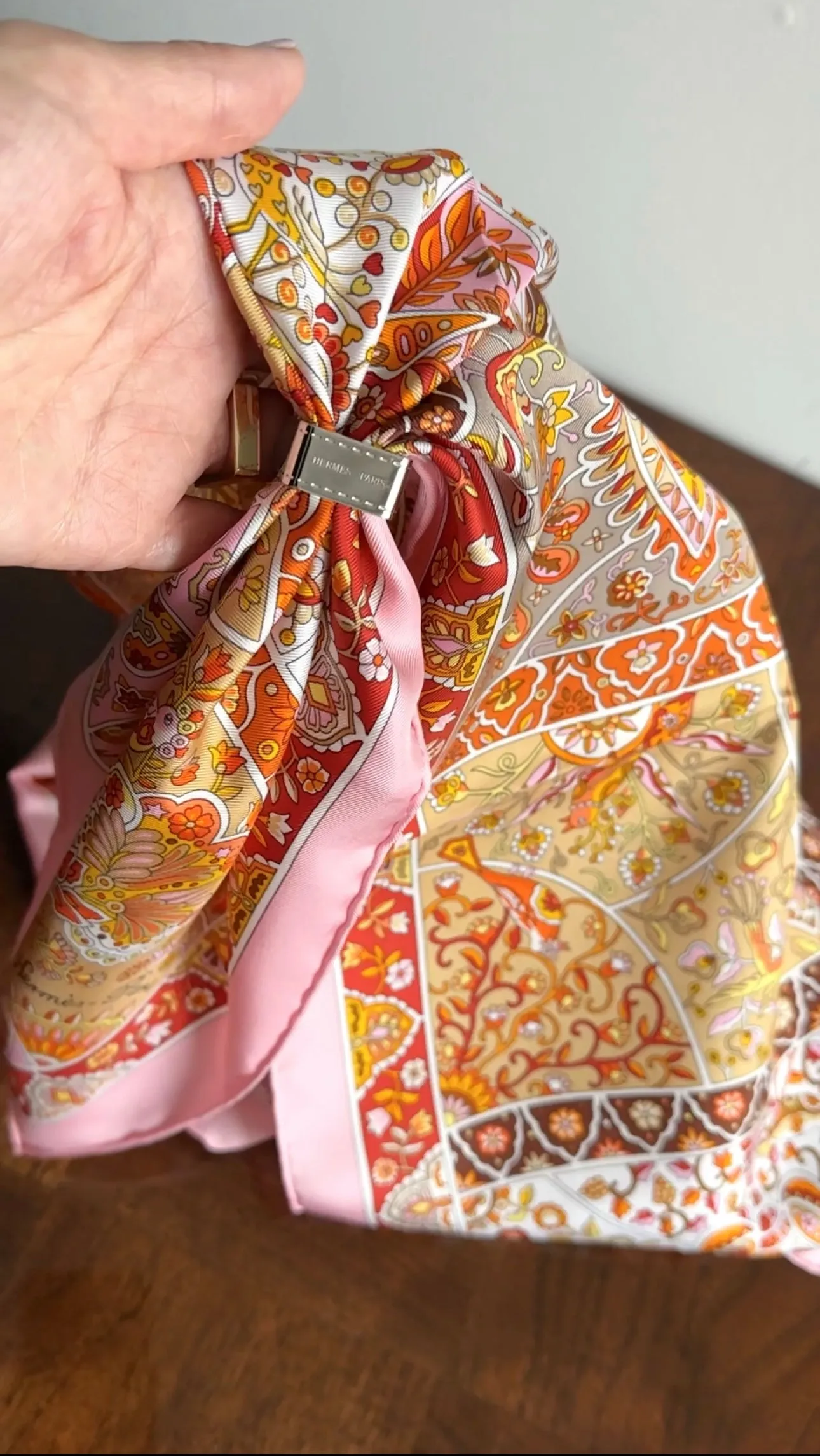 Hermes Pink Silk Floral 90cm Scarf Au Pays des Oiseaux Fleurs