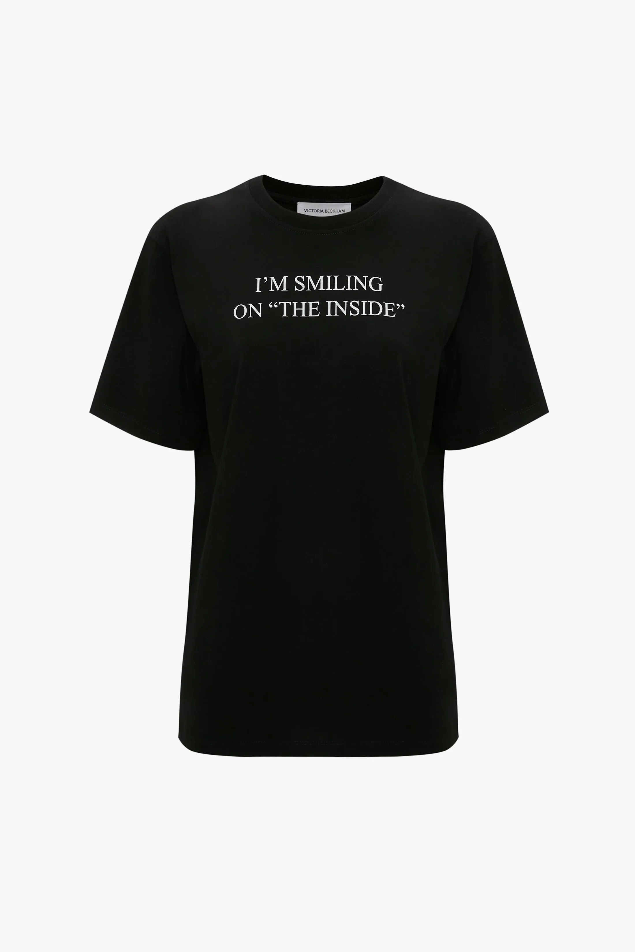 I'm Smiling On The Inside Slogan T-Shirt in Black