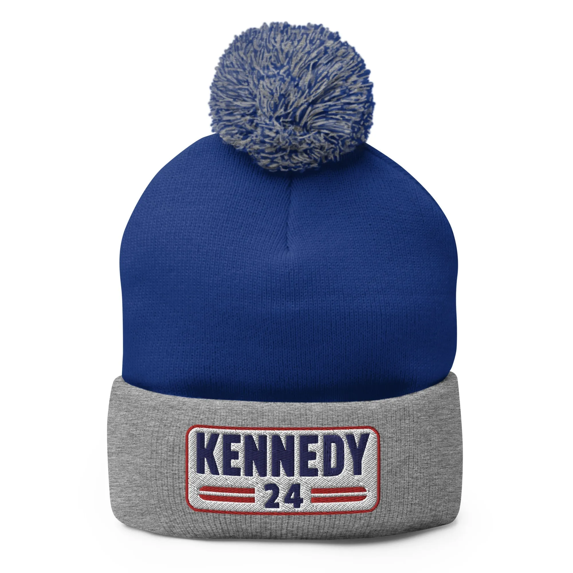 Kennedy Classic Embroidered Patch Pom-Pom Beanie