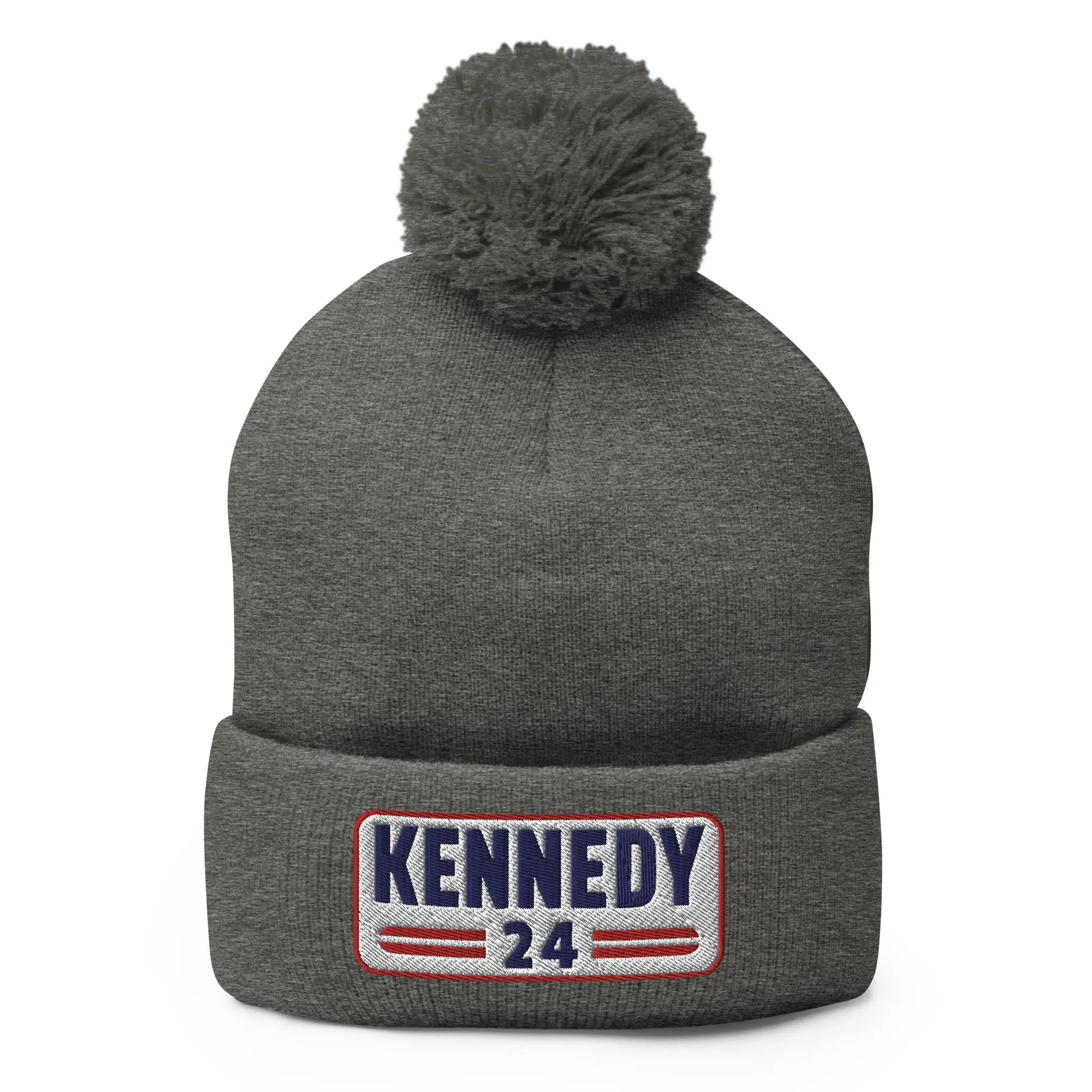 Kennedy Classic Embroidered Patch Pom-Pom Beanie