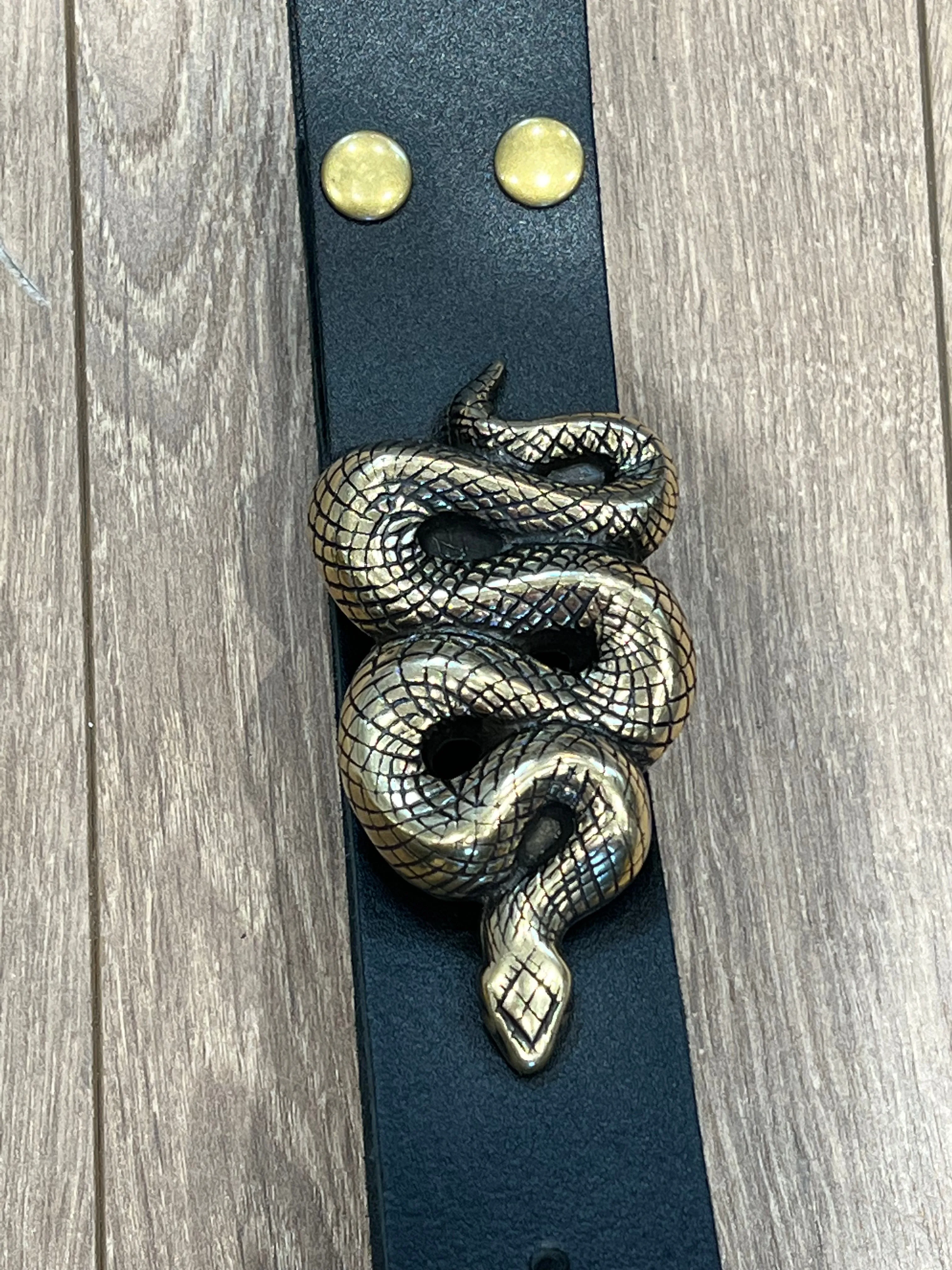 Ladies Leather Belt | Large Snake Buckle