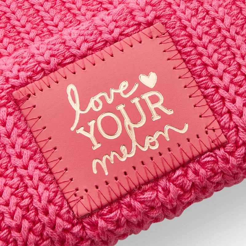 Love Your Melon - Neon Pink Rose Foil Pom Beanie