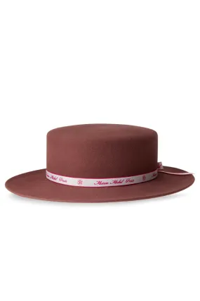 Maison Michel Kiki Neon Pink Logo Felt Hat - Canyon Rose