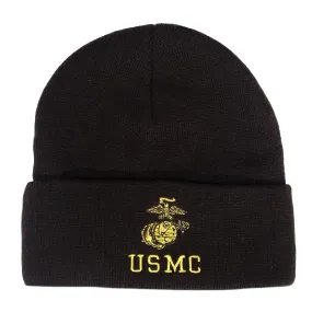 Marines Gold Embroidered USMC EGA Knit Watch Cap